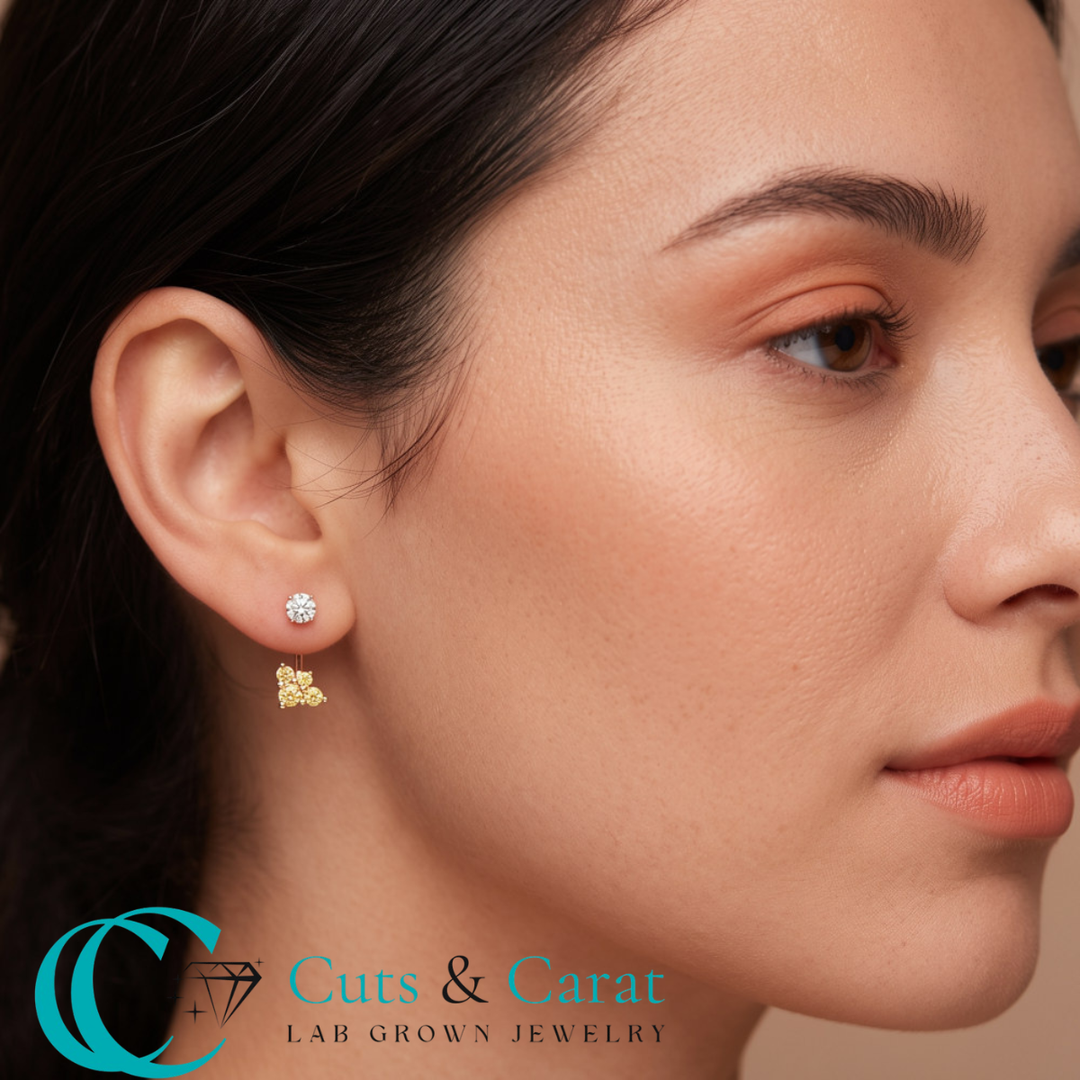 Fancy Color Round Diamond Cluster Earring Jackets for Studs