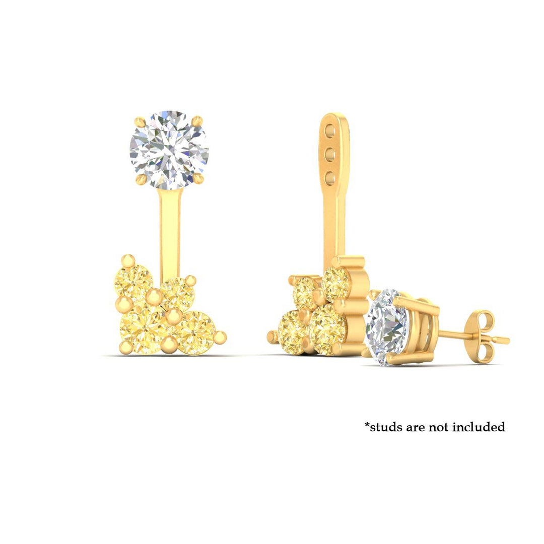 Fancy Color Round Diamond Cluster Earring Jackets for Studs