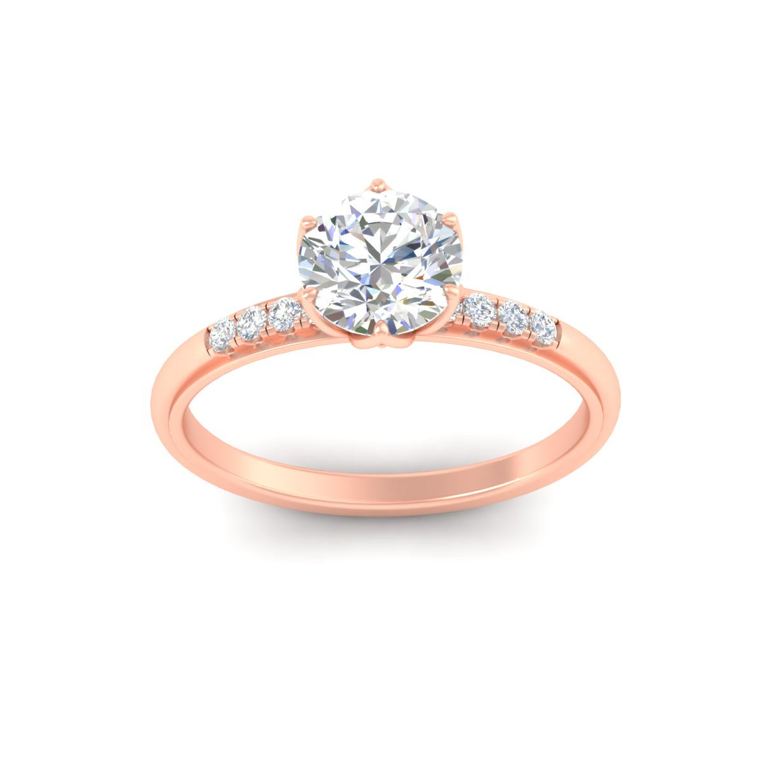 Colored Fancy Lab Scalloped Tulip Round Cut Diamond Ring