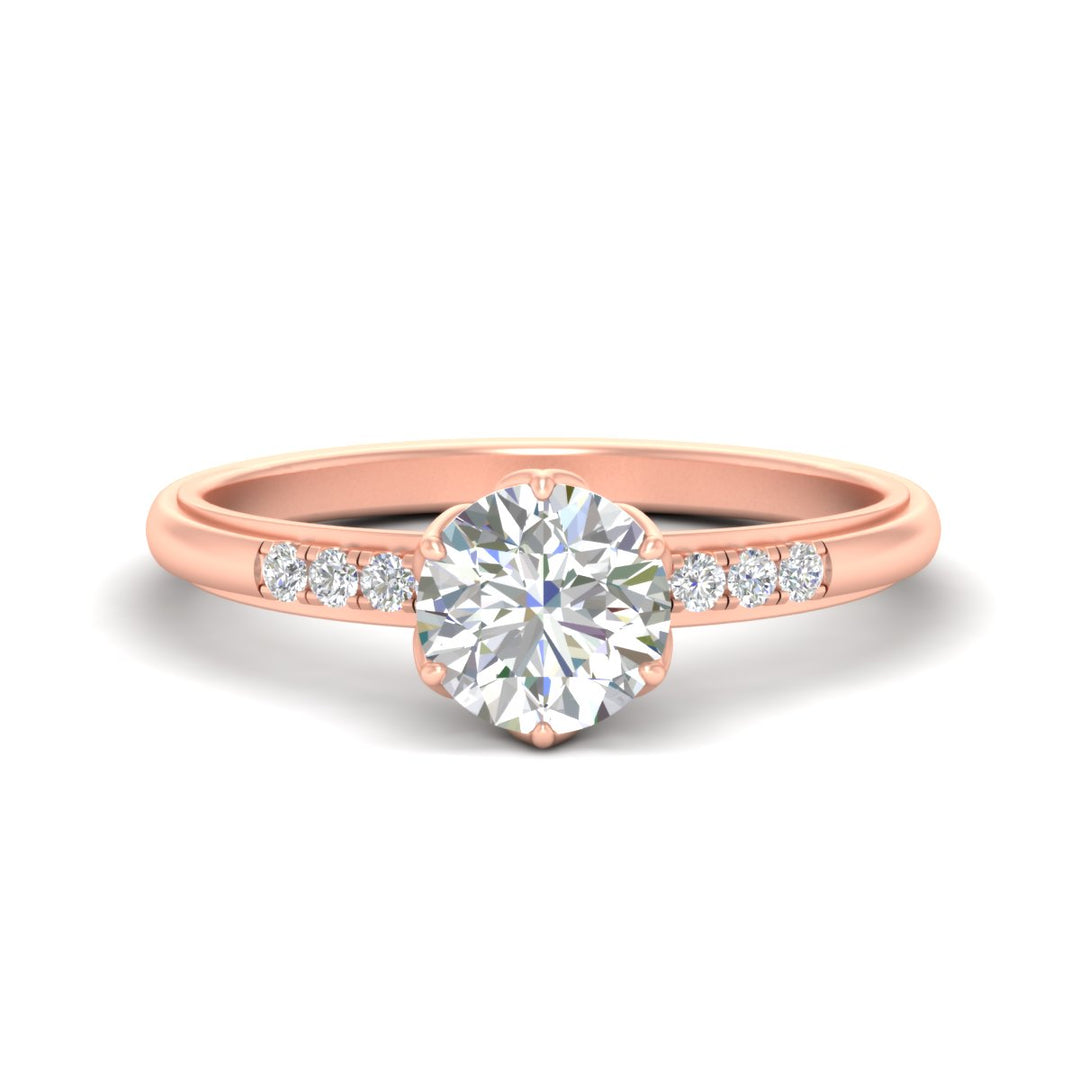Colored Fancy Lab Scalloped Tulip Round Cut Diamond Ring