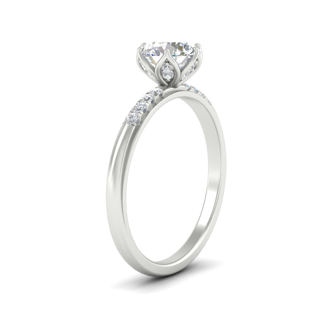 Colored Fancy Lab Scalloped Tulip Round Cut Diamond Ring