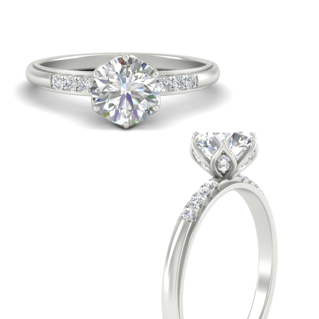 Colored Fancy Lab Scalloped Tulip Round Cut Diamond Ring