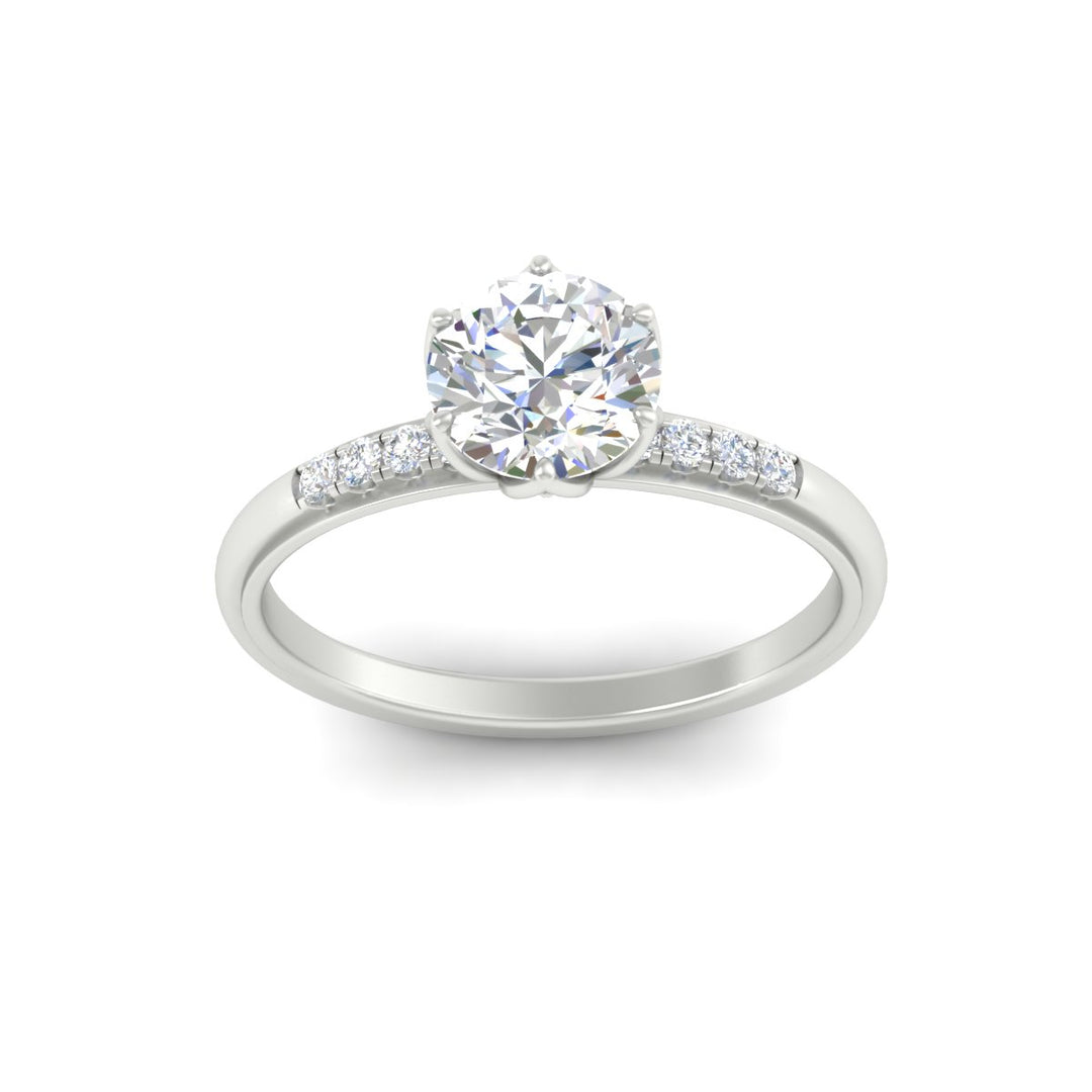 Colored Fancy Lab Scalloped Tulip Round Cut Diamond Ring