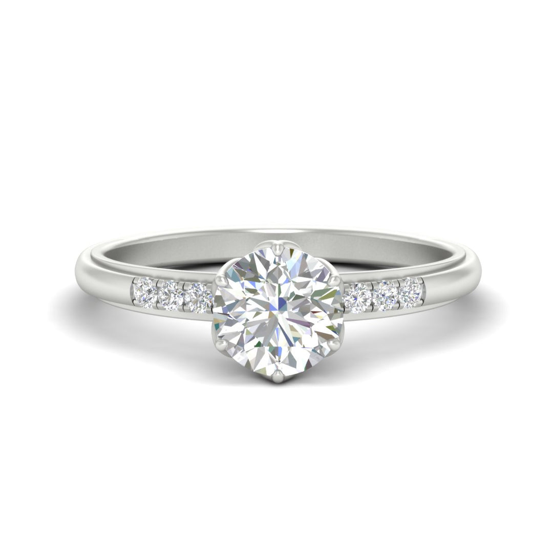 Colored Fancy Lab Scalloped Tulip Round Cut Diamond Ring