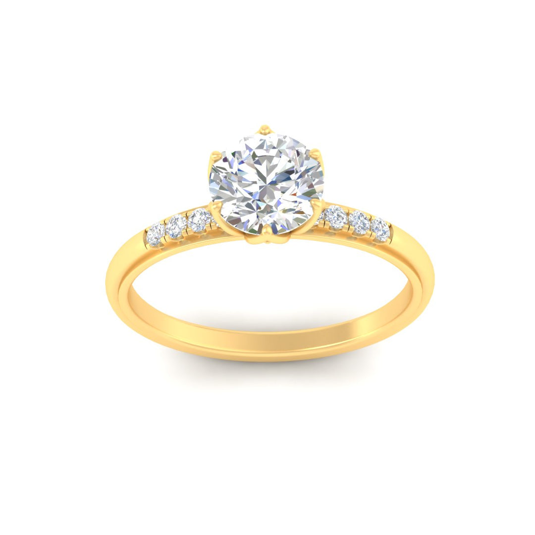 Colored Fancy Lab Scalloped Tulip Round Cut Diamond Ring