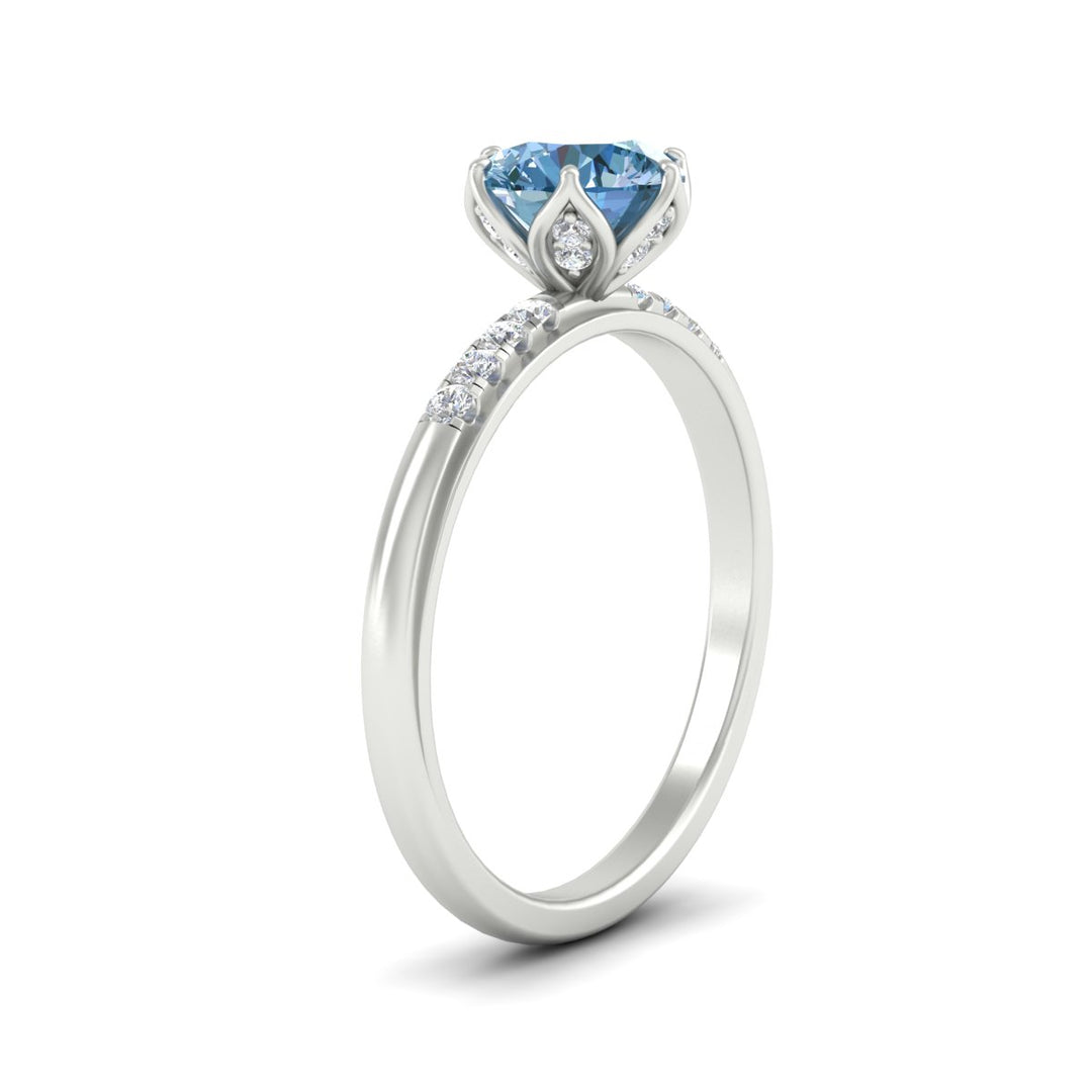 Colored Fancy Lab Scalloped Tulip Round Cut Diamond Ring