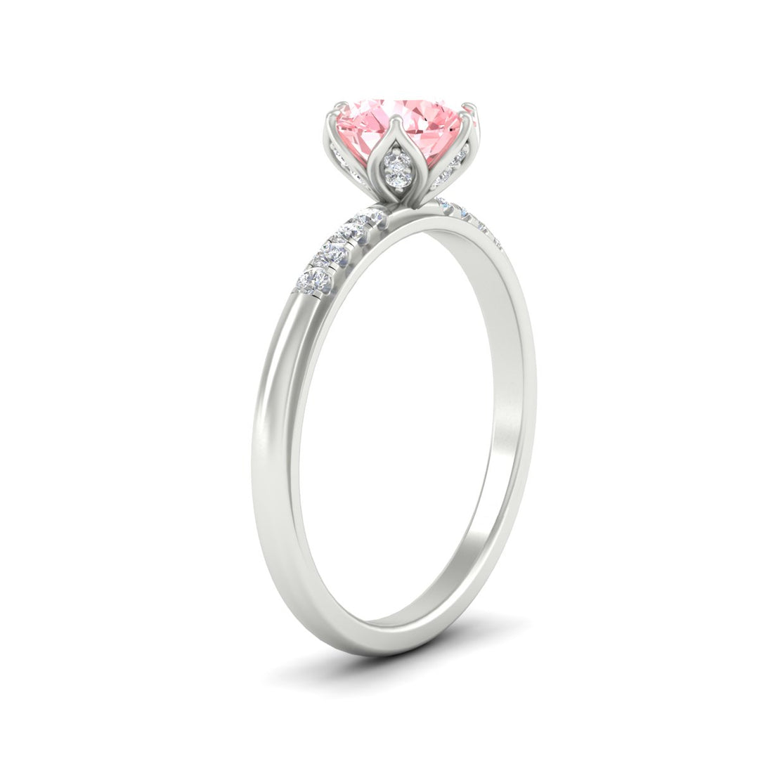 Colored Fancy Lab Scalloped Tulip Round Cut Diamond Ring