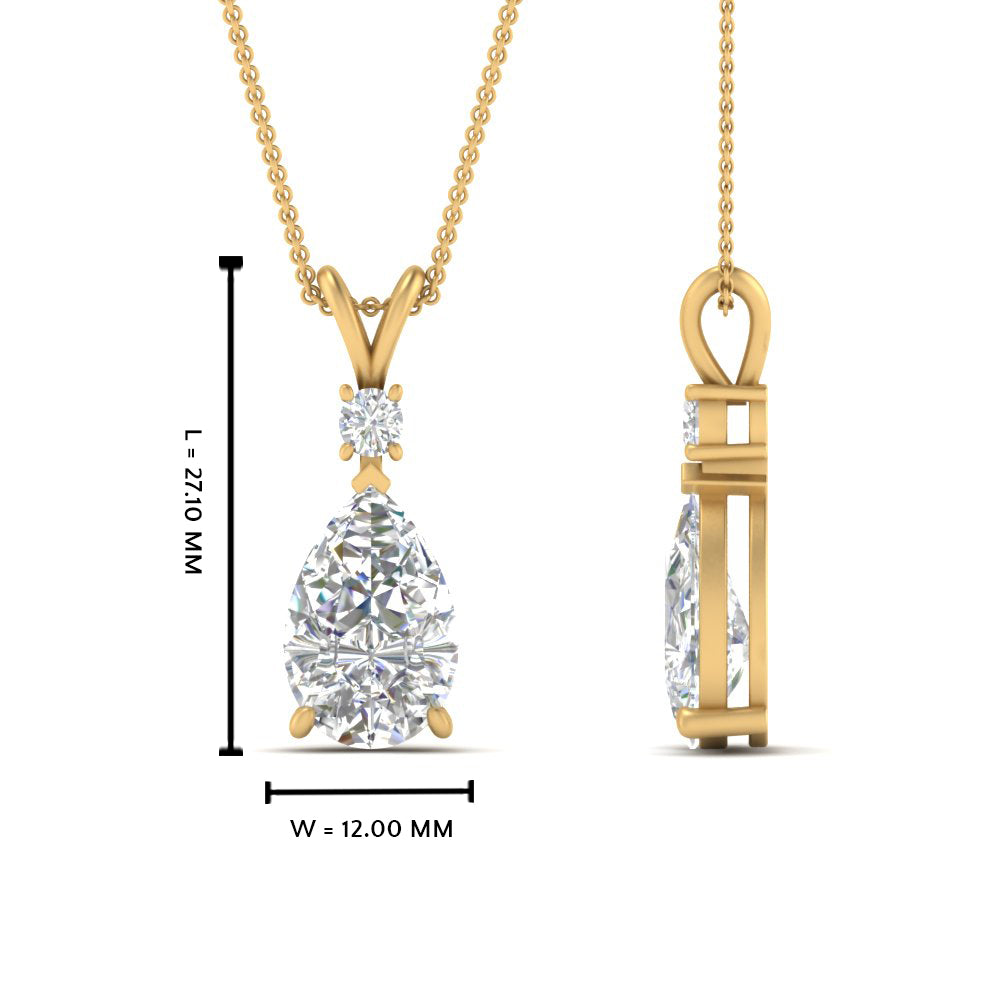 1.25 Ctw Lab Simple Pear And Round Diamond Pendant For Women 14K Gold