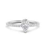 Load image into Gallery viewer, 0.90 Ct. Petite Half Coverage Pear Lab Diamond Engagement Ring 14K Gold
