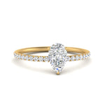 Load image into Gallery viewer, 0.90 Ct. Petite Half Coverage Pear Lab Diamond Engagement Ring 14K Gold

