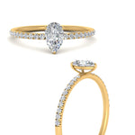 Load image into Gallery viewer, 0.90 Ct. Petite Half Coverage Pear Lab Diamond Engagement Ring 14K Gold
