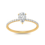 Load image into Gallery viewer, 0.90 Ct. Petite Half Coverage Pear Lab Diamond Engagement Ring 14K Gold
