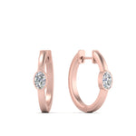 Load image into Gallery viewer, 0.50 Carat Lab Diamond Single Oval Bezel Huggie Earring For Women 14K Gold
