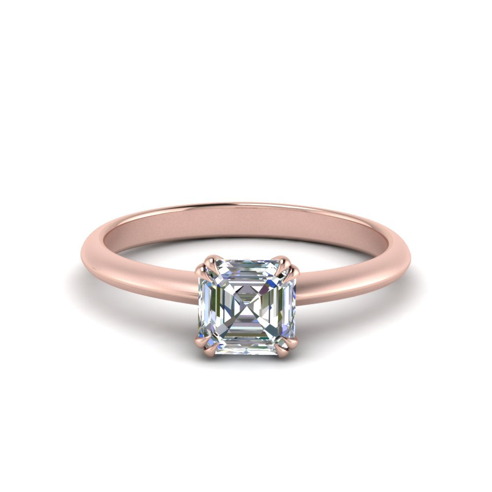 Knife Edge Solitaire Lab Diamond Ring 14K Gold
