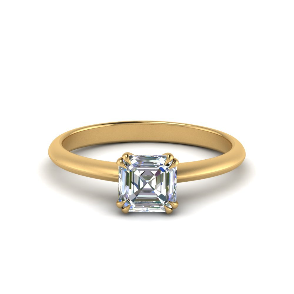 Knife Edge Solitaire Lab Diamond Ring 14K Gold