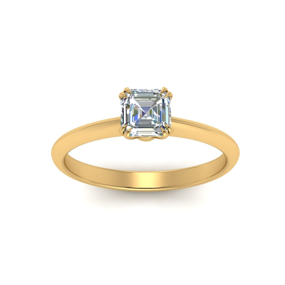 Knife Edge Solitaire Lab Diamond Ring 14K Gold