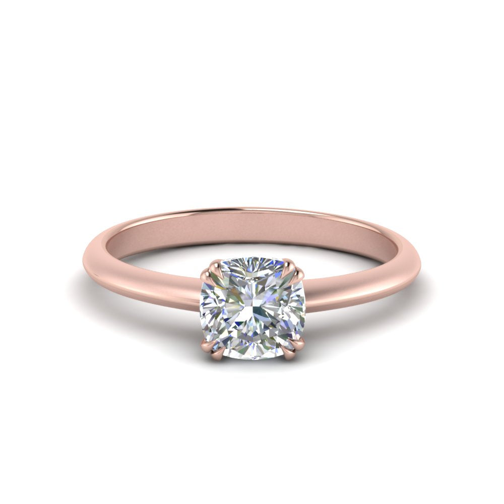 Knife Edge Solitaire Lab Diamond Ring 14K Gold
