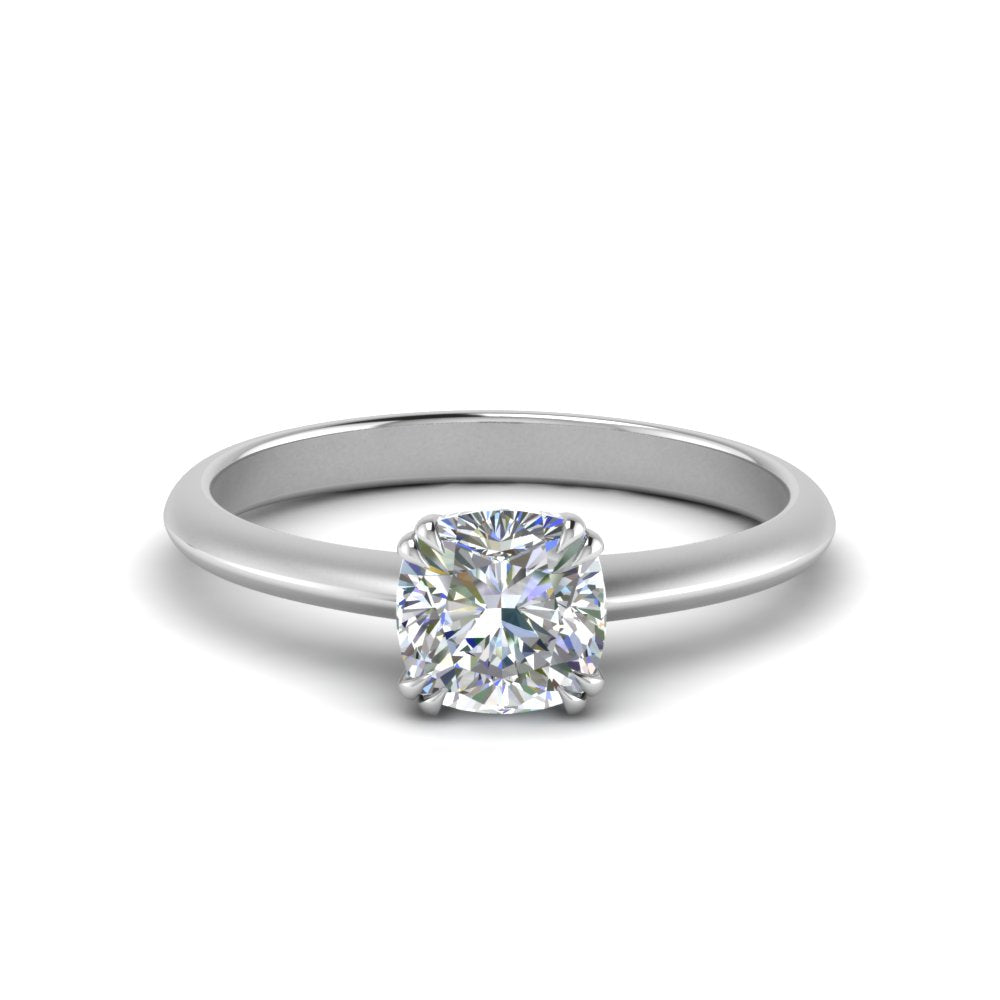 Knife Edge Solitaire Lab Diamond Ring 14K Gold