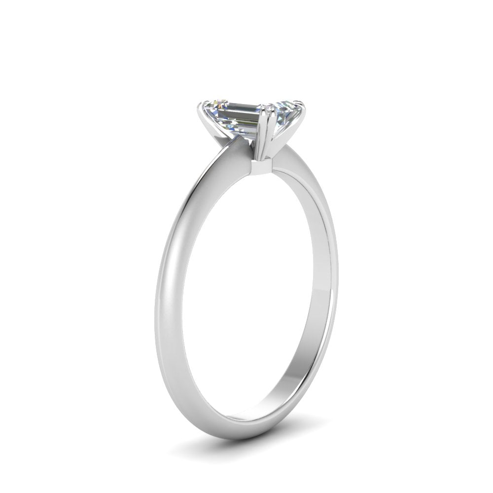 Knife Edge Solitaire Lab Diamond Ring 14K Gold