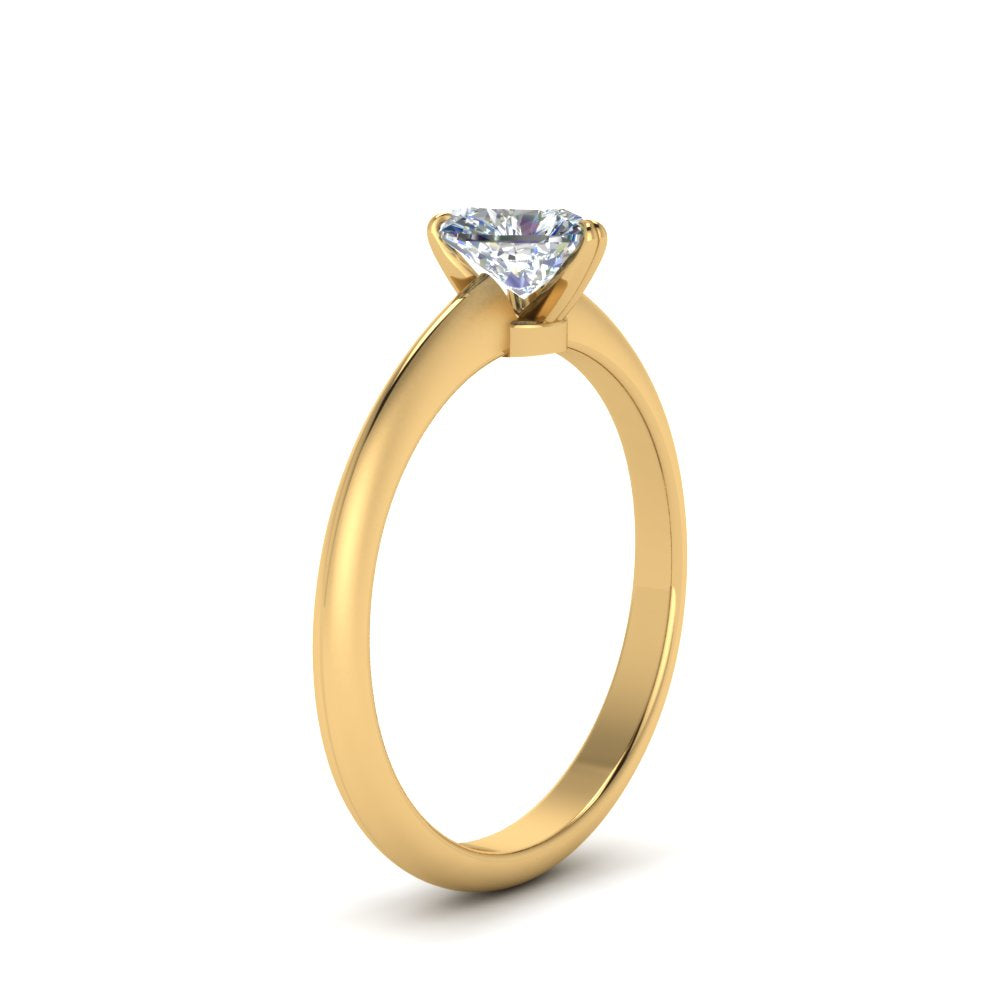 Knife Edge Solitaire Lab Diamond Ring 14K Gold