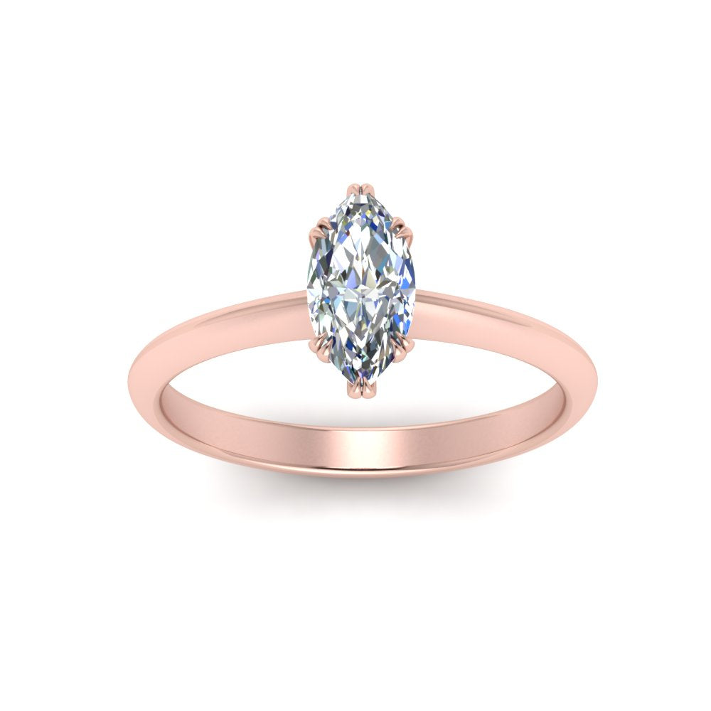 Knife Edge Solitaire Lab Diamond Ring 14K Gold