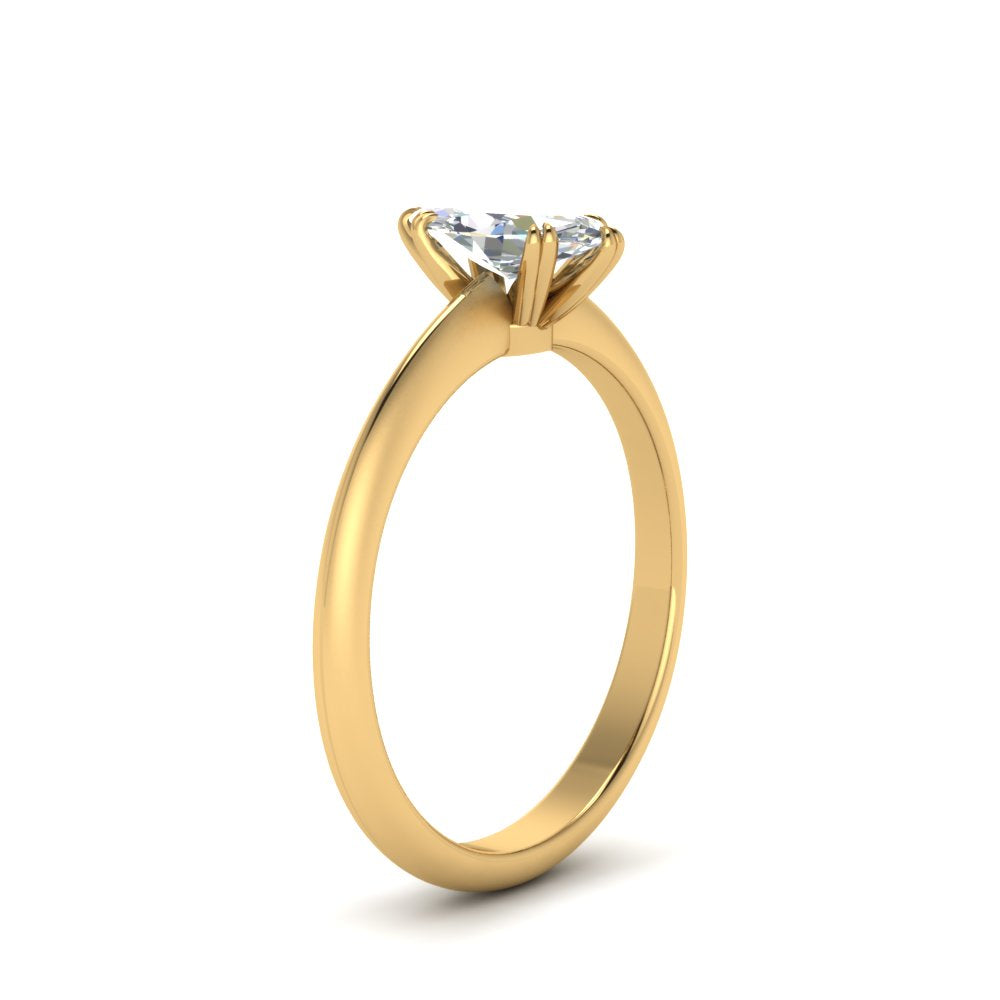 Knife Edge Solitaire Lab Diamond Ring 14K Gold