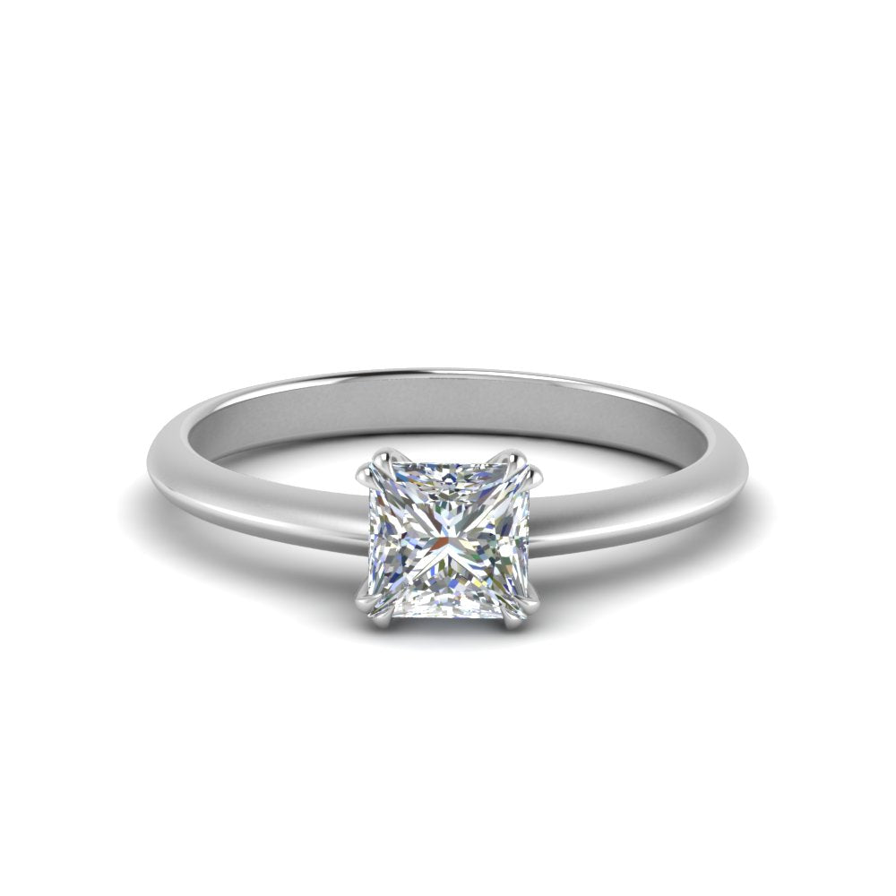 Knife Edge Solitaire Lab Diamond Ring 14K Gold