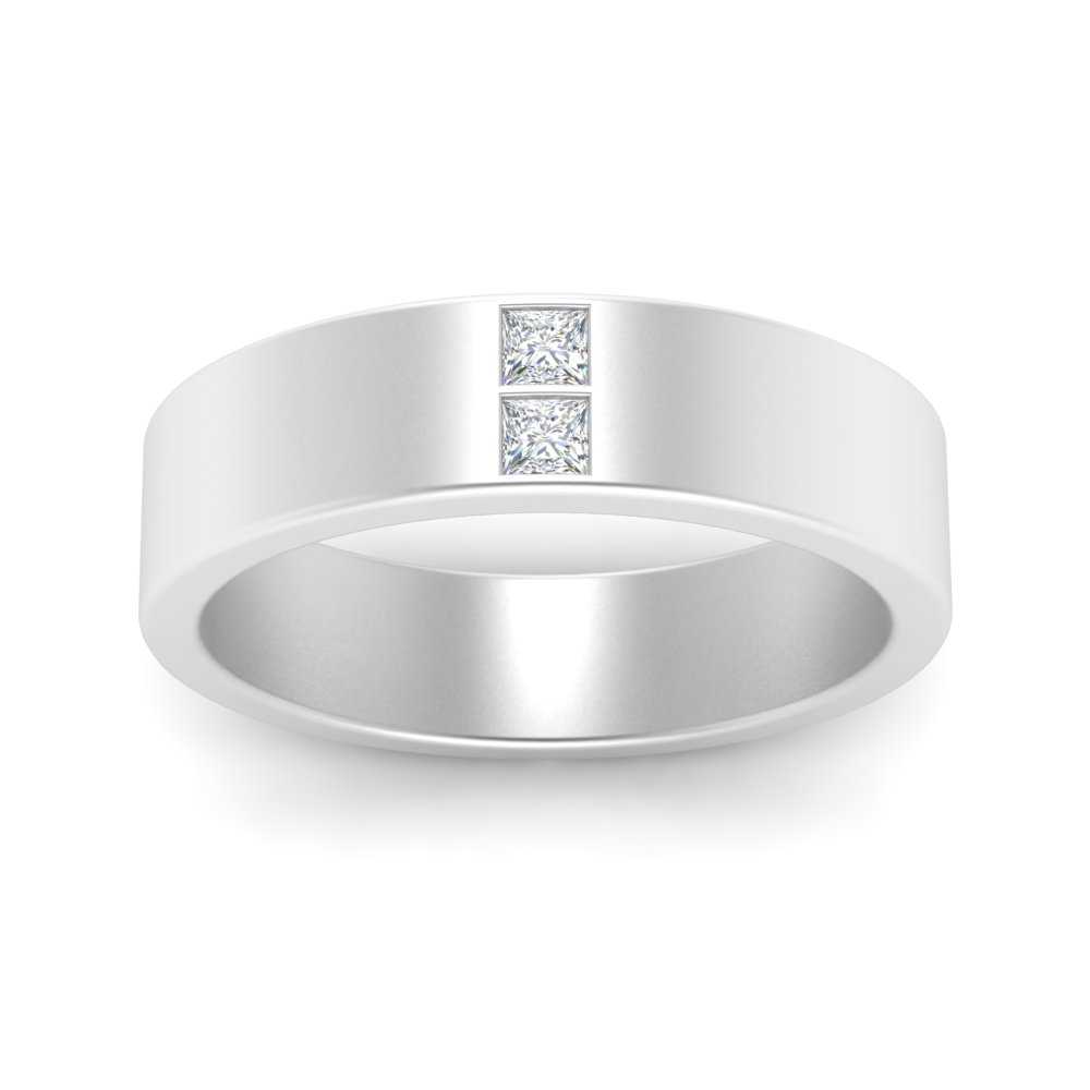 Square Cut Lab Diamond Wedding Band For Mens 14k White Gold|Cuts & Carat