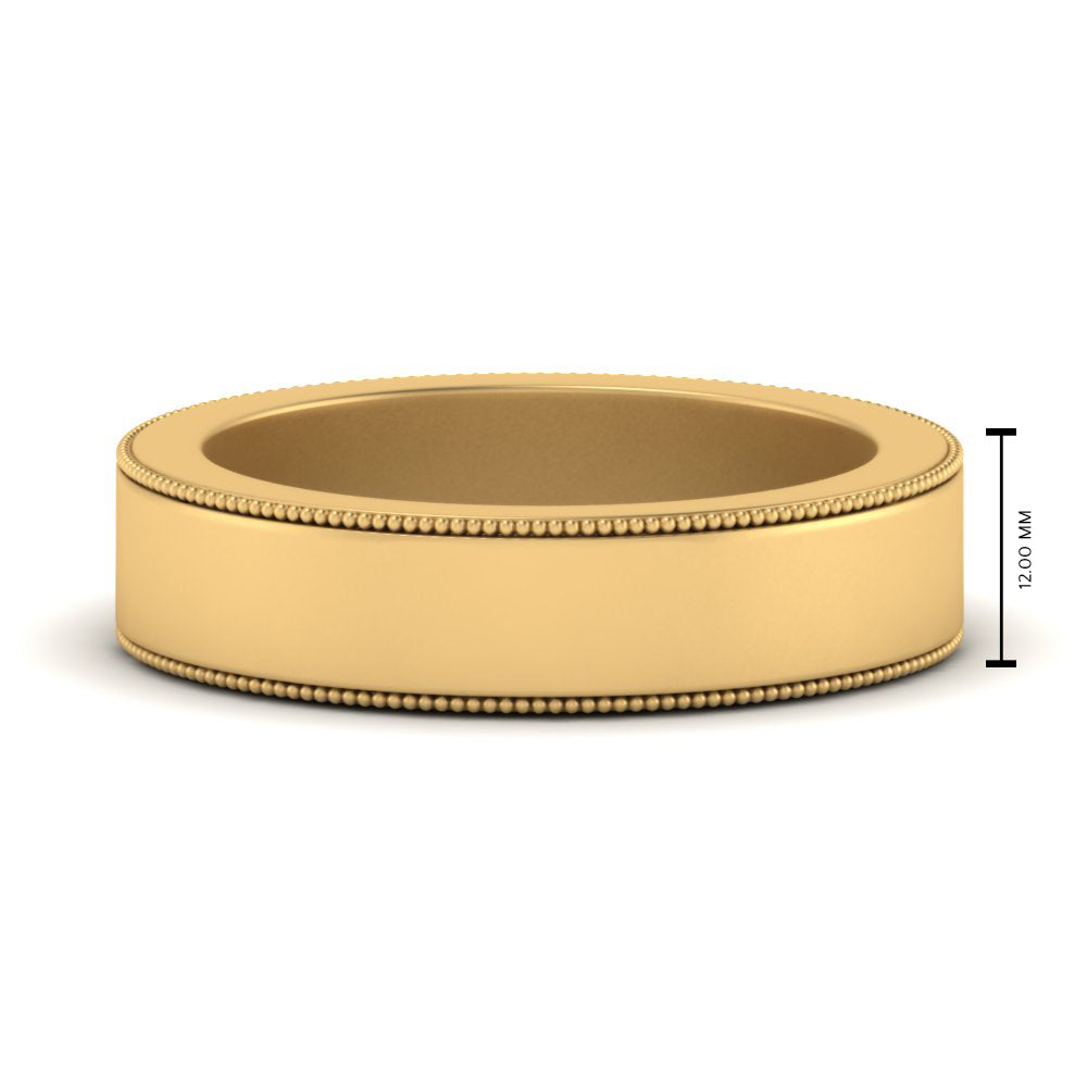 Flat Milgrain Stackable Mens Wedding Band In 4K Yellow Gold | Cuts & Carat