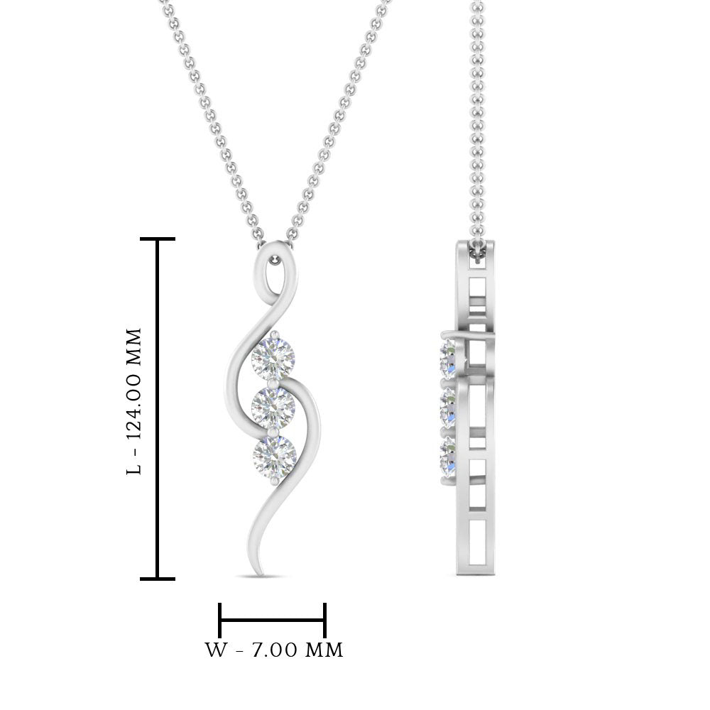 Lab Diamond 3 Stone Swirl Pendant 14K Gold