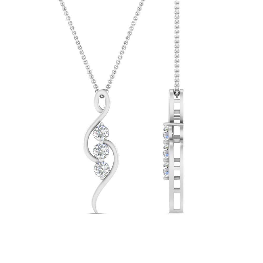 Lab Diamond 3 Stone Swirl Pendant 14K Gold