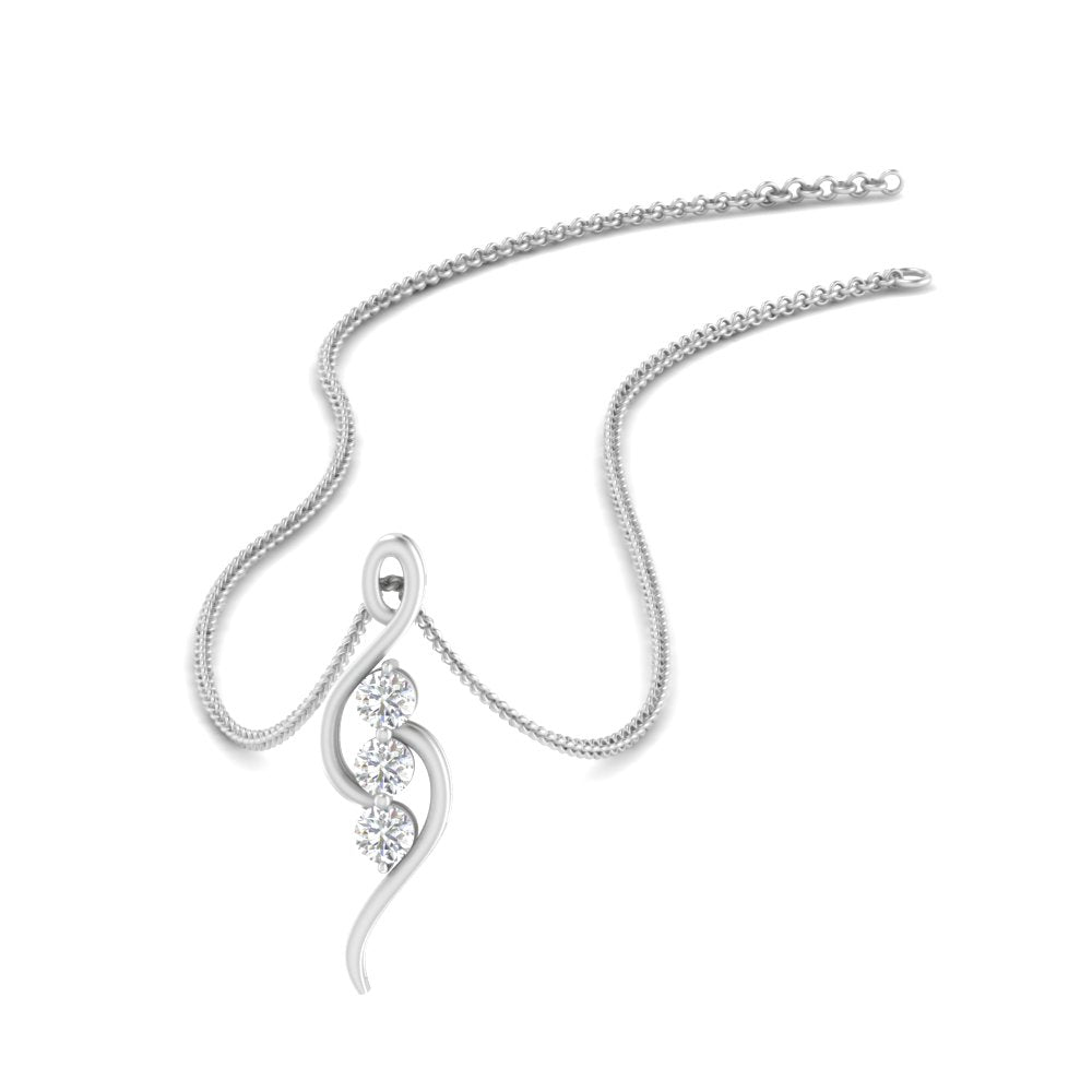 Lab Diamond 3 Stone Swirl Pendant 14K Gold