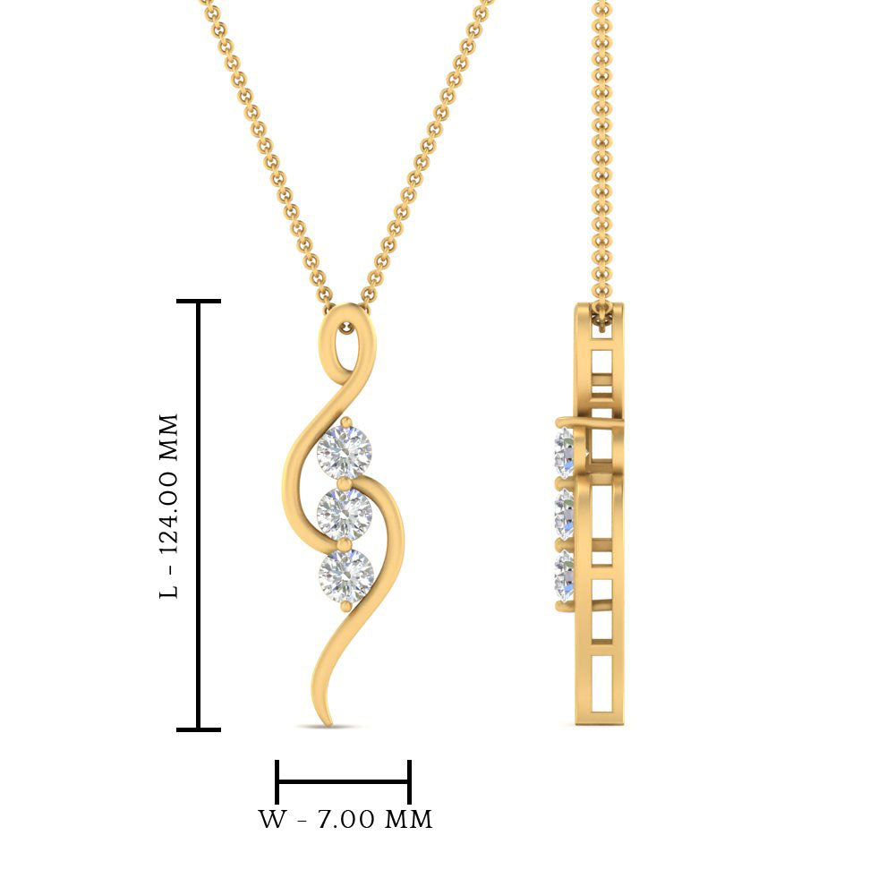 Lab Diamond 3 Stone Swirl Pendant 14K Gold