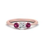 Load image into Gallery viewer, 14K Gold Asscher &amp; Round Cut Lab Diamond 3 Stone Engagement Ring
