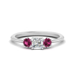 Load image into Gallery viewer, 14K Gold Asscher &amp; Round Cut Lab Diamond 3 Stone Engagement Ring
