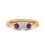 Load image into Gallery viewer, 14K Gold Asscher &amp; Round Cut Lab Diamond 3 Stone Engagement Ring
