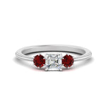 Load image into Gallery viewer, 14K Gold Asscher &amp; Round Cut Lab Diamond 3 Stone Engagement Ring
