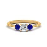 Load image into Gallery viewer, 14K Gold Asscher &amp; Round Cut Lab Diamond 3 Stone Engagement Ring
