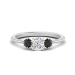 Load image into Gallery viewer, 14K Gold Cushion &amp; Round Cut Lab Diamond 3 Stone Engagement Ring
