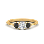 Load image into Gallery viewer, 14K Gold Cushion &amp; Round Cut Lab Diamond 3 Stone Engagement Ring
