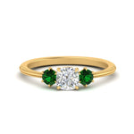 Load image into Gallery viewer, 14K Gold Cushion &amp; Round Cut Lab Diamond 3 Stone Engagement Ring
