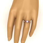 Load image into Gallery viewer, 14K Gold Cushion &amp; Round Cut Lab Diamond 3 Stone Engagement Ring
