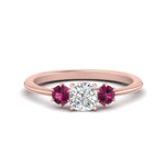 Load image into Gallery viewer, 14K Gold Cushion &amp; Round Cut Lab Diamond 3 Stone Engagement Ring
