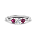 Load image into Gallery viewer, 14K Gold Cushion &amp; Round Cut Lab Diamond 3 Stone Engagement Ring
