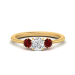 Load image into Gallery viewer, 14K Gold Cushion &amp; Round Cut Lab Diamond 3 Stone Engagement Ring
