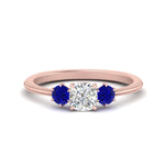 Load image into Gallery viewer, 14K Gold Cushion &amp; Round Cut Lab Diamond 3 Stone Engagement Ring
