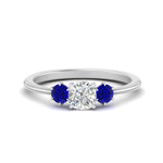 Load image into Gallery viewer, 14K Gold Cushion &amp; Round Cut Lab Diamond 3 Stone Engagement Ring
