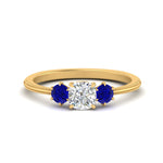 Load image into Gallery viewer, 14K Gold Cushion &amp; Round Cut Lab Diamond 3 Stone Engagement Ring
