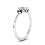 Load image into Gallery viewer, 14K Gold Emerald &amp; Round Cut Lab Diamond 3 Stone Engagement Ring
