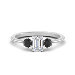 Load image into Gallery viewer, 14K Gold Emerald &amp; Round Cut Lab Diamond 3 Stone Engagement Ring
